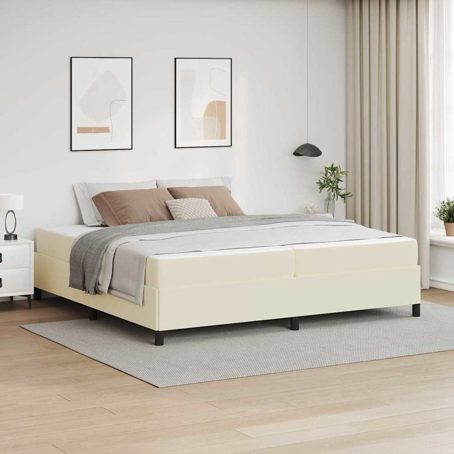 Bedframe met matras Crème 200 x 200 cm Stof