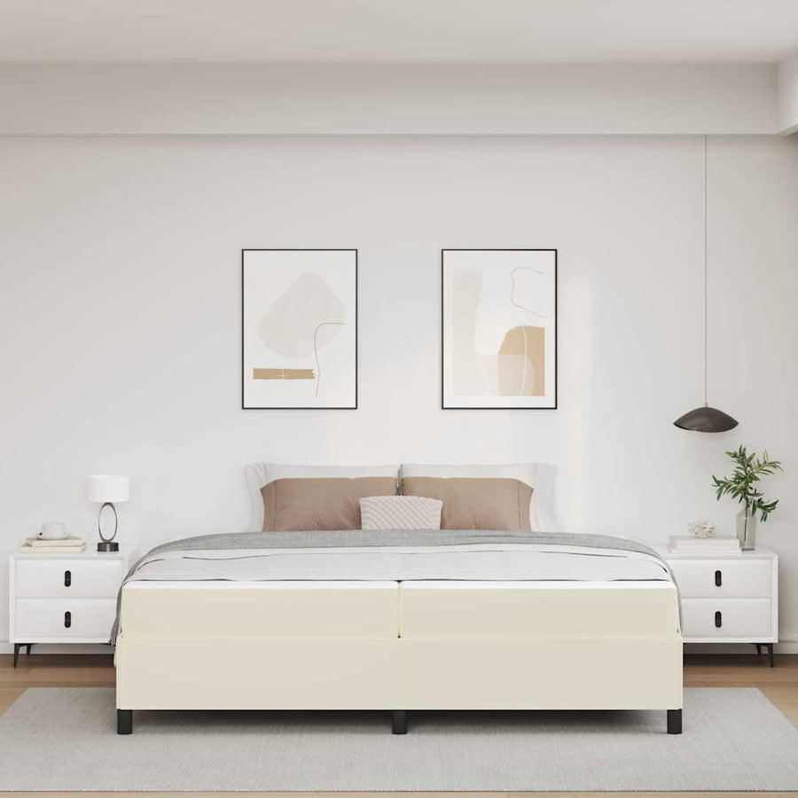 Bedframe met matras Crème 200 x 200 cm Stof
