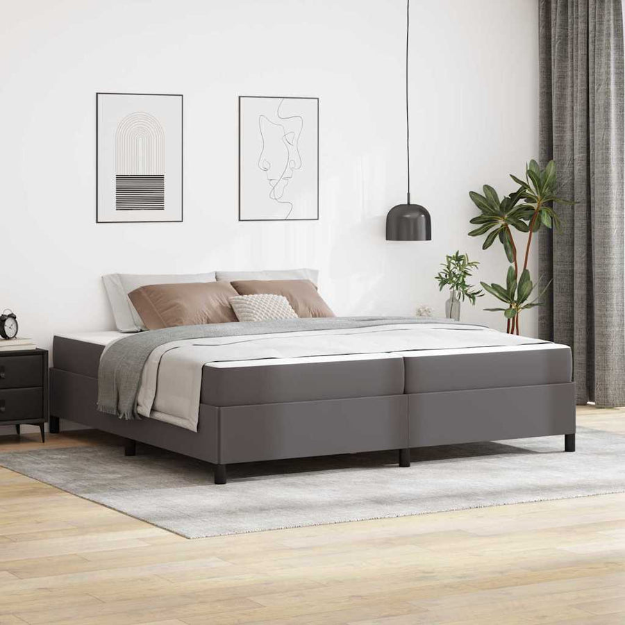 Bedframe met matras Grijs 200 x 200 cm Kunstleer