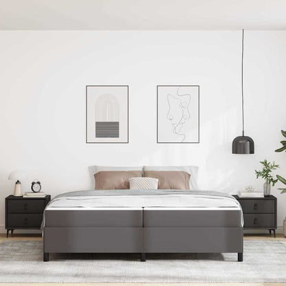 Bedframe met matras Grijs 200 x 200 cm Kunstleer
