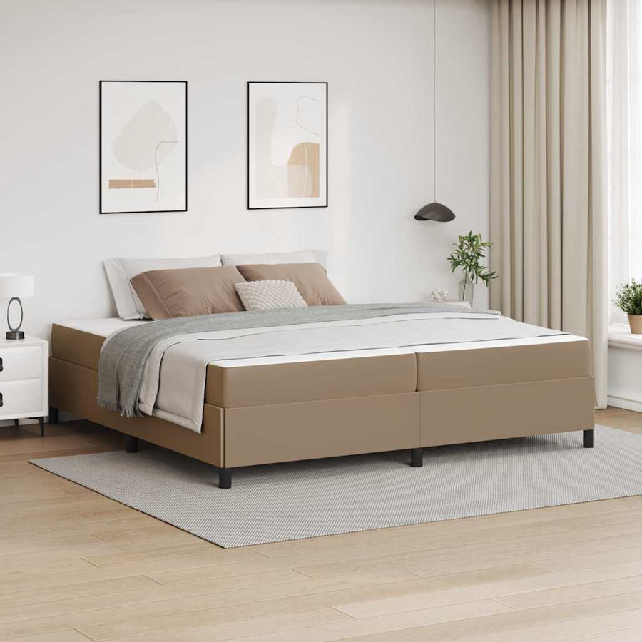 Bedframe met matras Cappuccino 200 x 200 cm Kunstleer