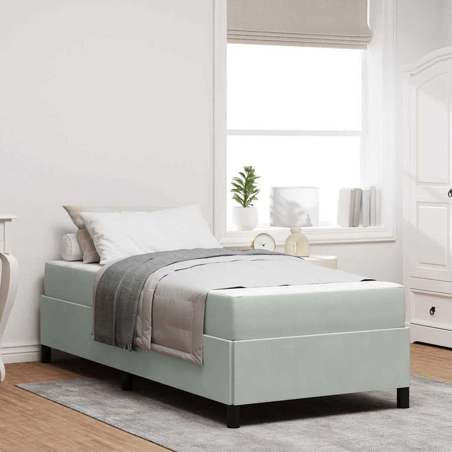 Bedframe Anders Wit en lichtgrijs 90 x 190 cm Fluweel