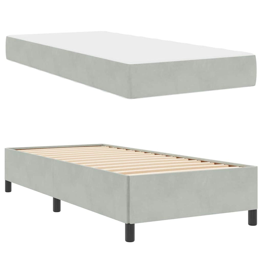 Bedframe Anders Wit en lichtgrijs 90 x 190 cm Fluweel