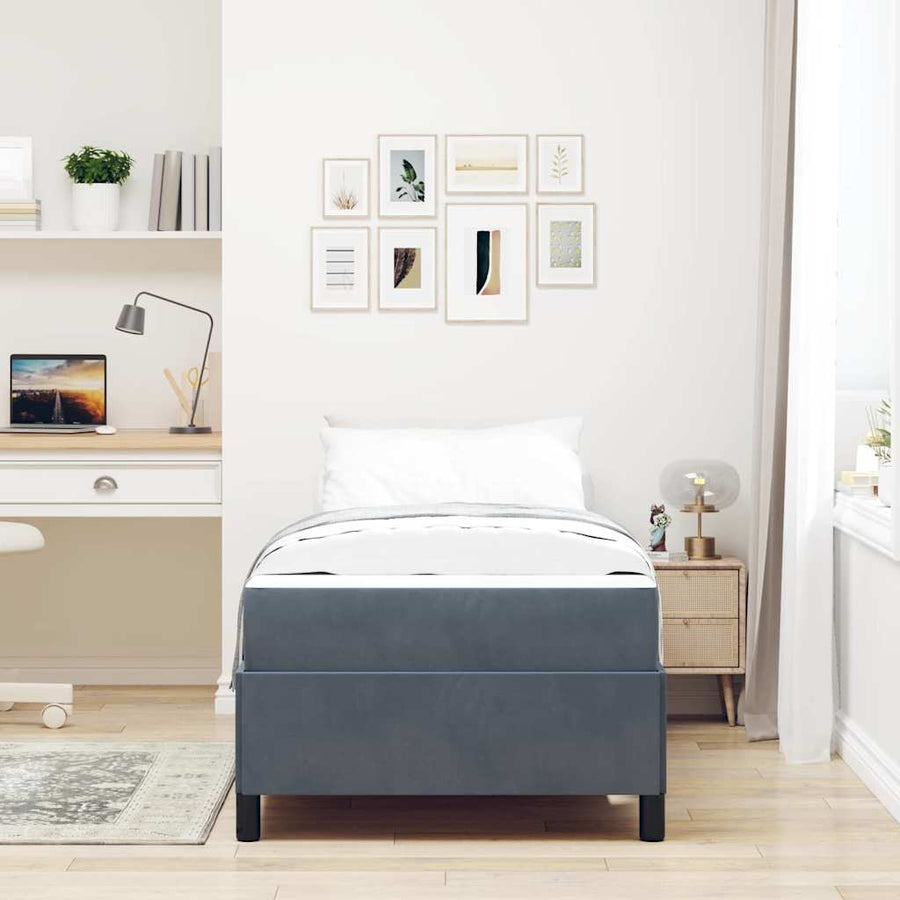 Bedframe Anders Donkergrijs en Wit 100 x 200 cm Fluweel