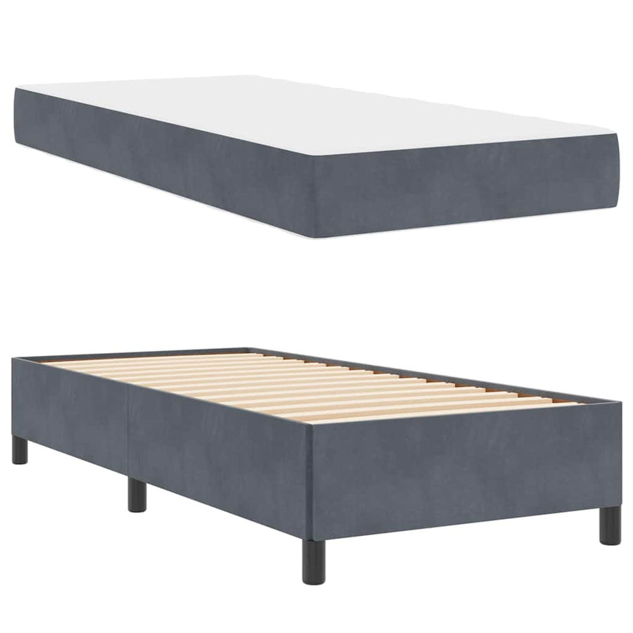 Bedframe Anders Donkergrijs en Wit 100 x 200 cm Fluweel
