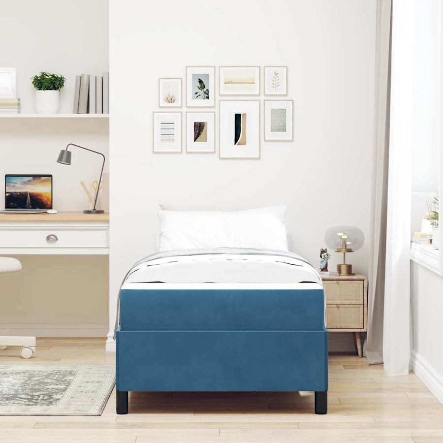 Bedframe Anders Donkerblauw en wit 100 x 200 cm Fluweel
