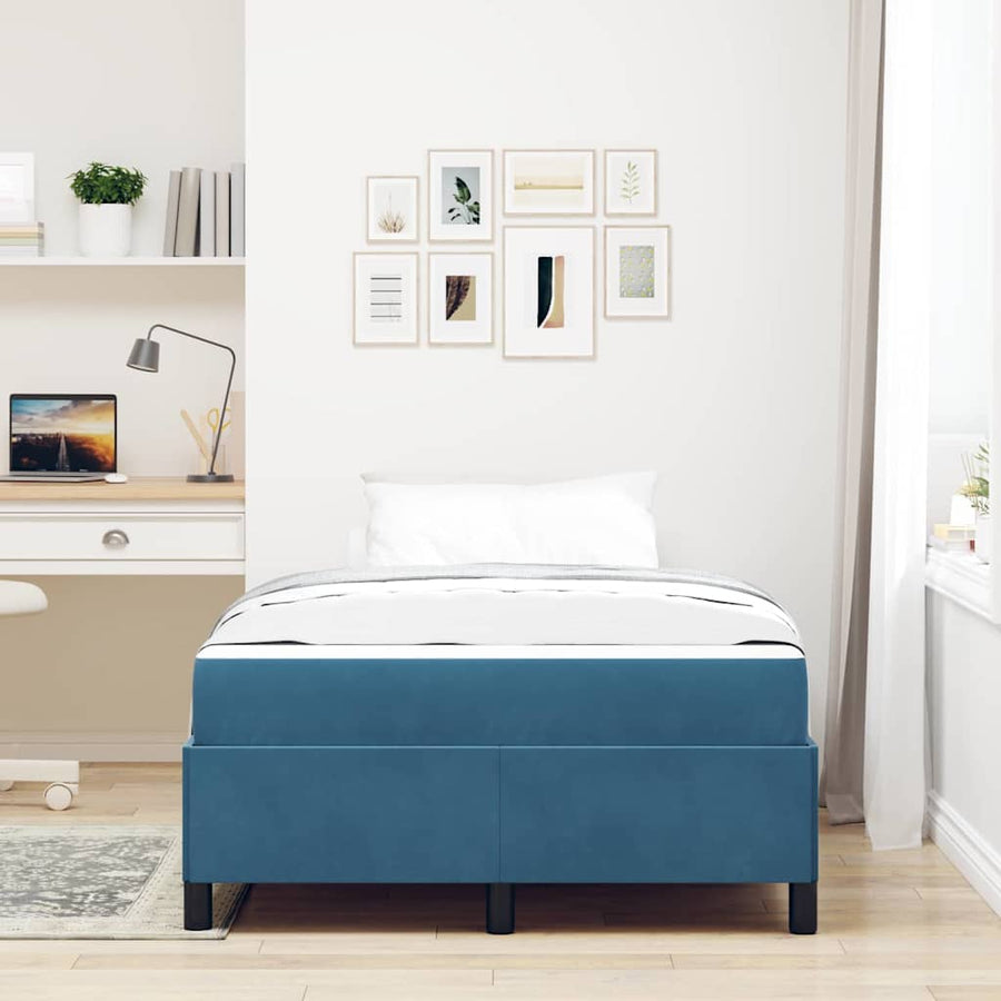 Bedframe Donkerblauw, wit en donkerblauw 120 x 190 cm Fluweel
