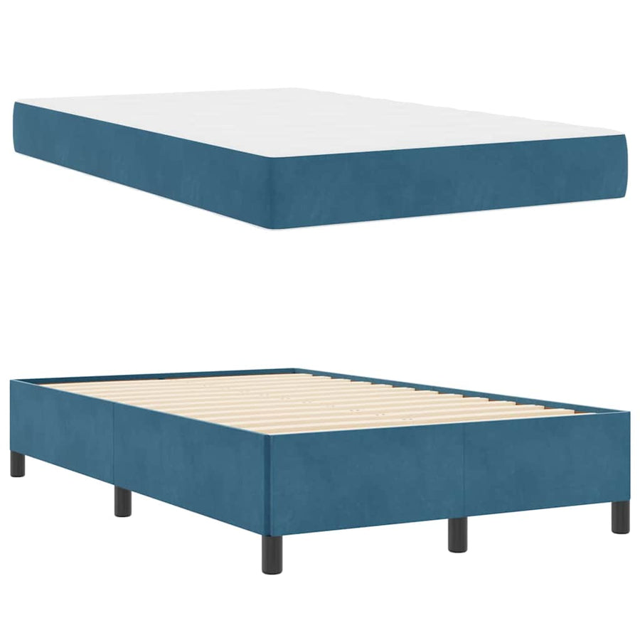 Bedframe Donkerblauw, wit en donkerblauw 120 x 190 cm Fluweel