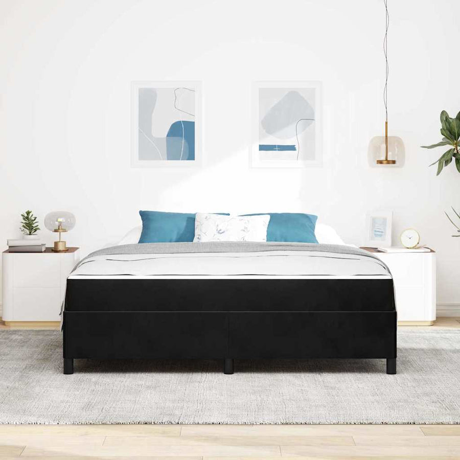 Bedframe Anders Zwart en Wit en Zwart 180 x 200 cm Fluweel