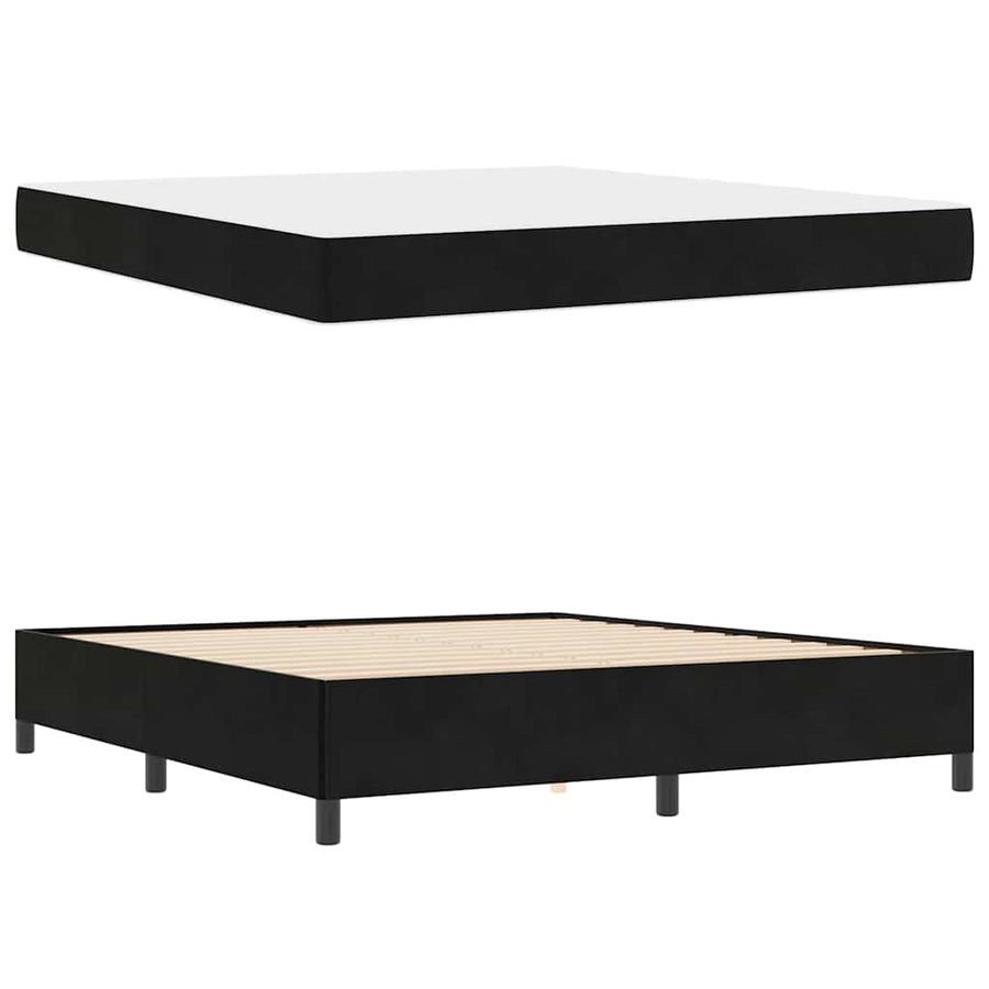 Bedframe Anders Zwart en Wit en Zwart 180 x 200 cm Fluweel