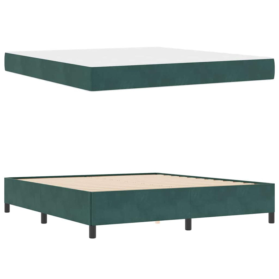 Bedframe Anders Donkergroen en Wit 180 x 200 cm Fluweel