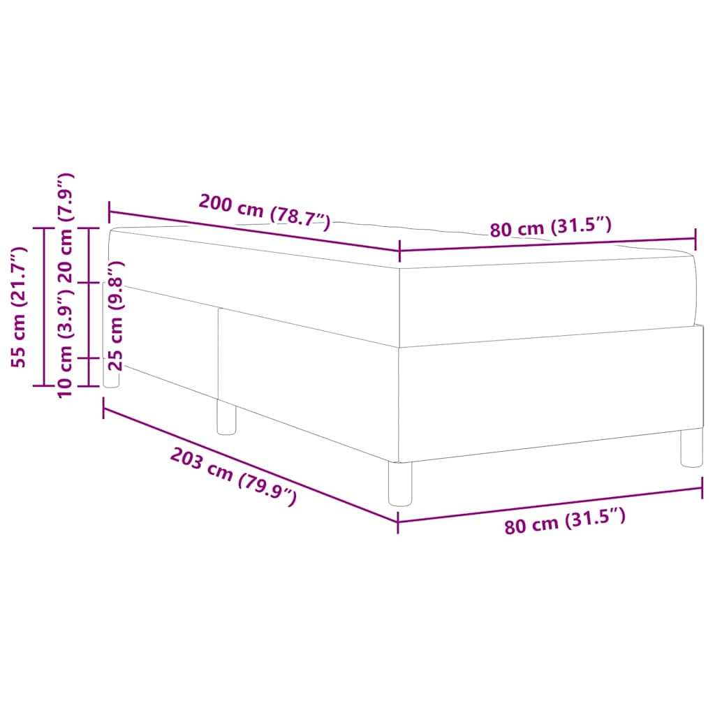 Bedframe Anders Donkergrijs 80 x 200 cm Katoenen stof