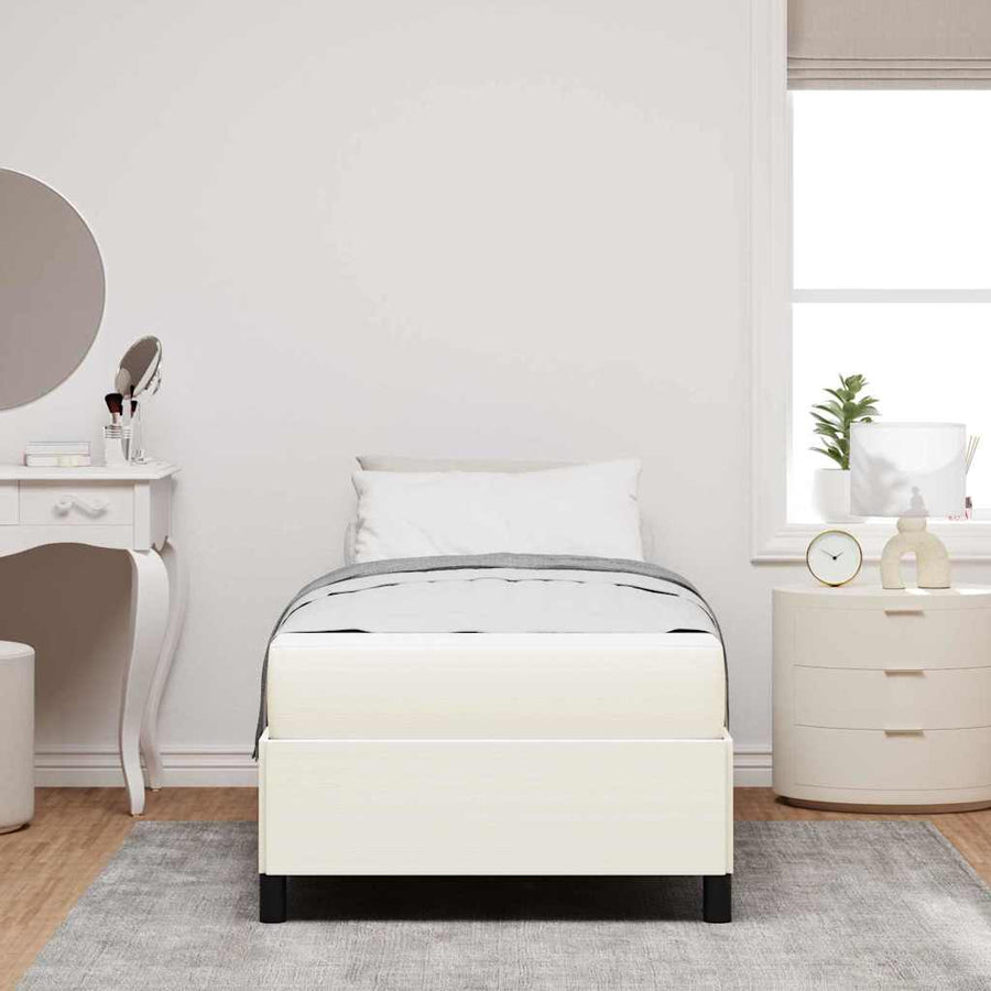 Bedframe Met Matras Stof 90 x 200 cm Crème