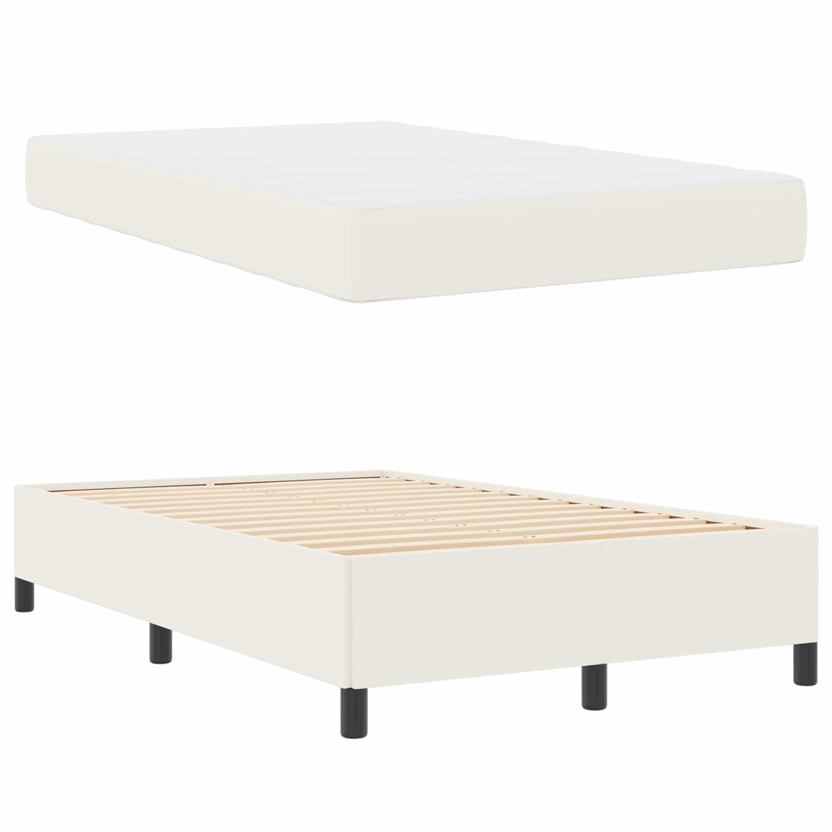 Bedframe met matras Crème 120 x 200 cm Stof