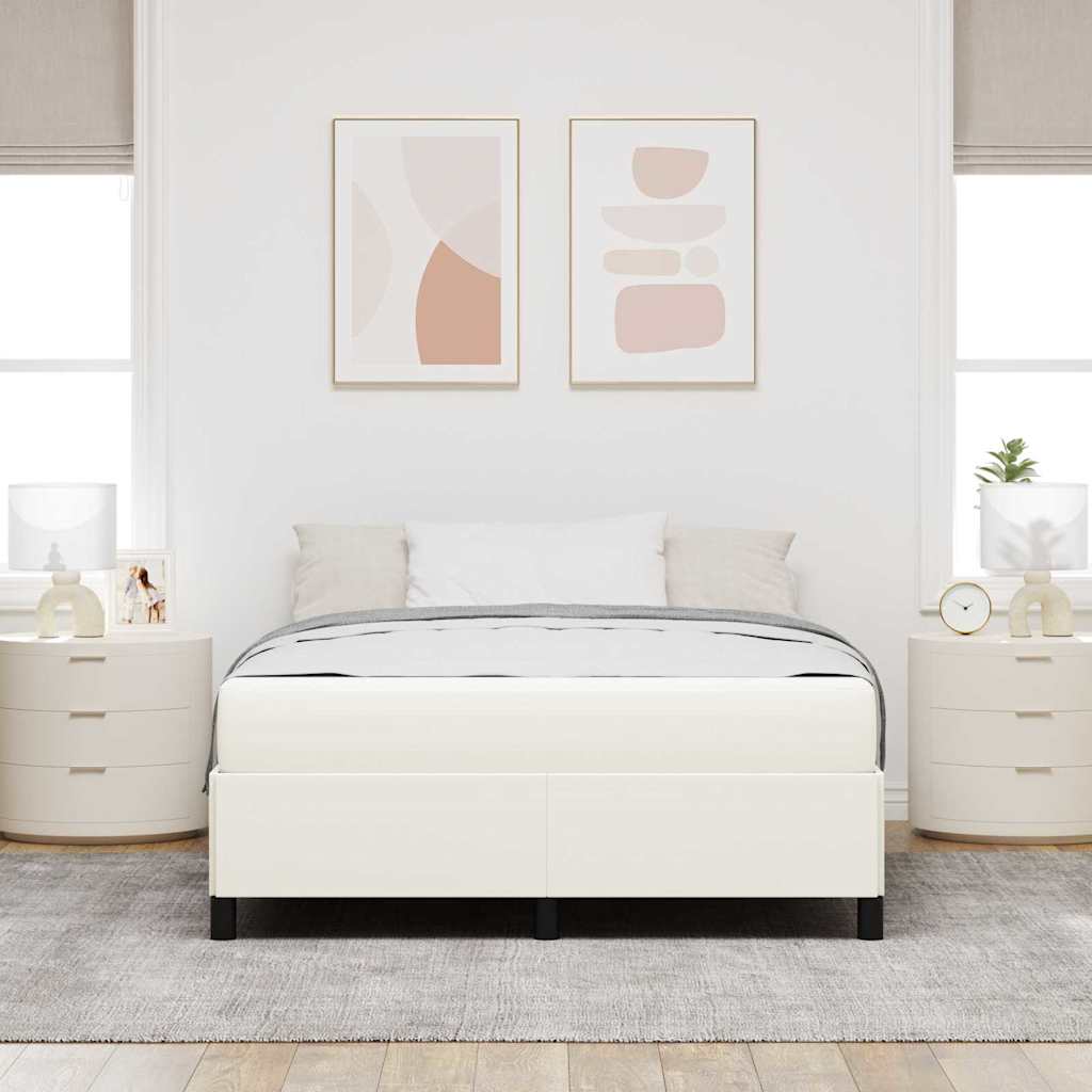 Bedframe met matras Crème 140 x 200 cm Stof