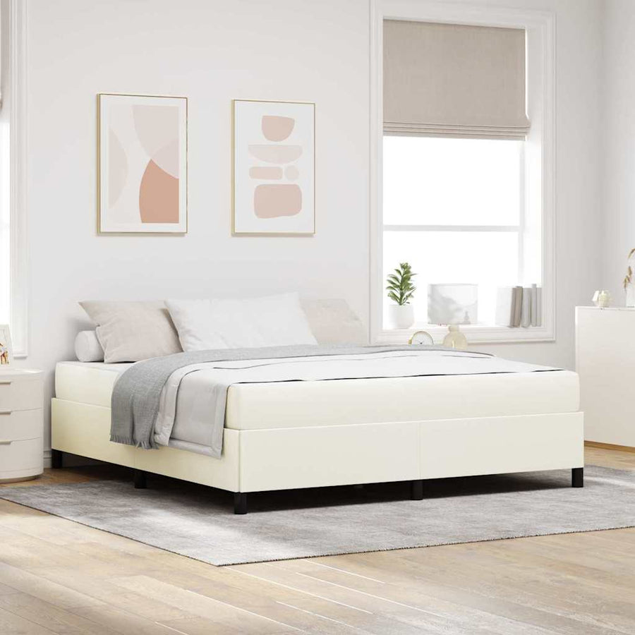 Bedframe Katoenen Stof 180 x 200 cm Crème