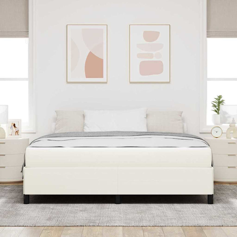 Bedframe Katoenen Stof 180 x 200 cm Crème