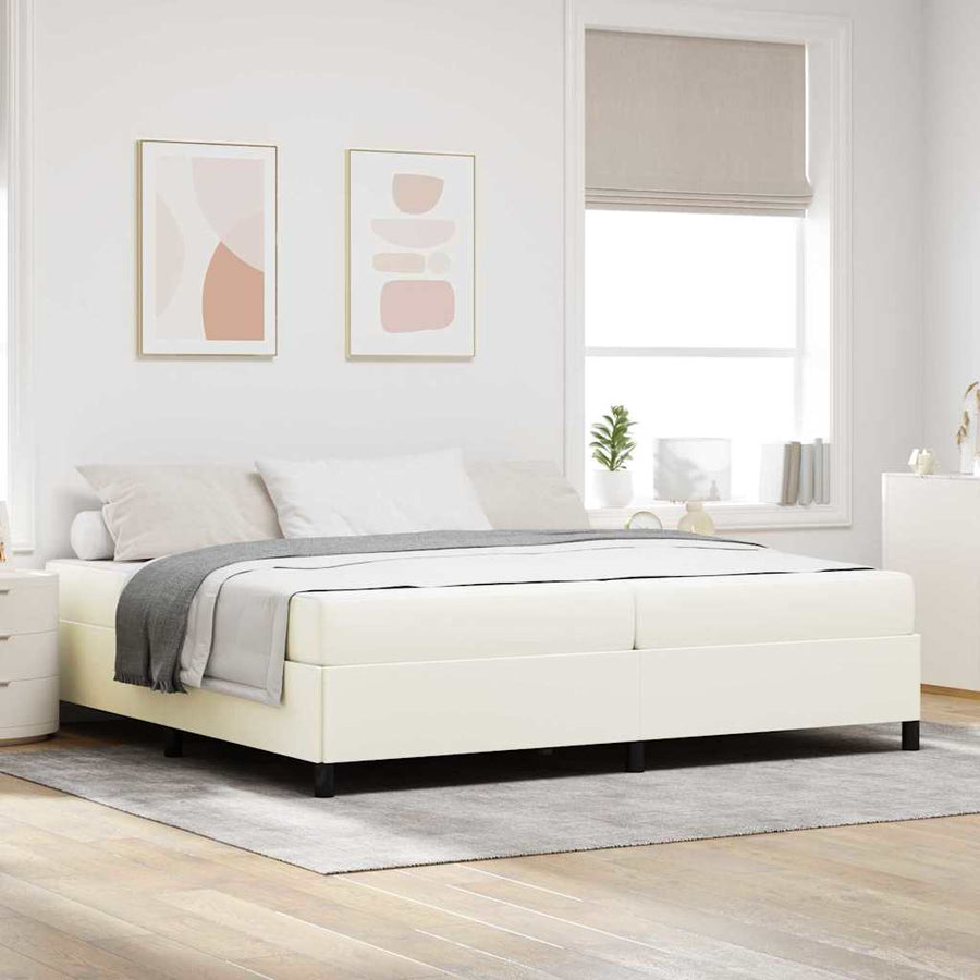 Bedframe met matras Crème 200 x 200 cm Stof