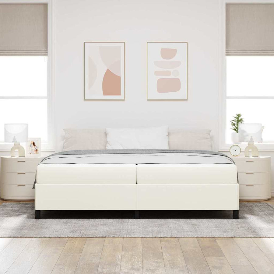 Bedframe met matras Crème 200 x 200 cm Stof