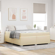 Bedframe met matras 180x200 cm stof crème