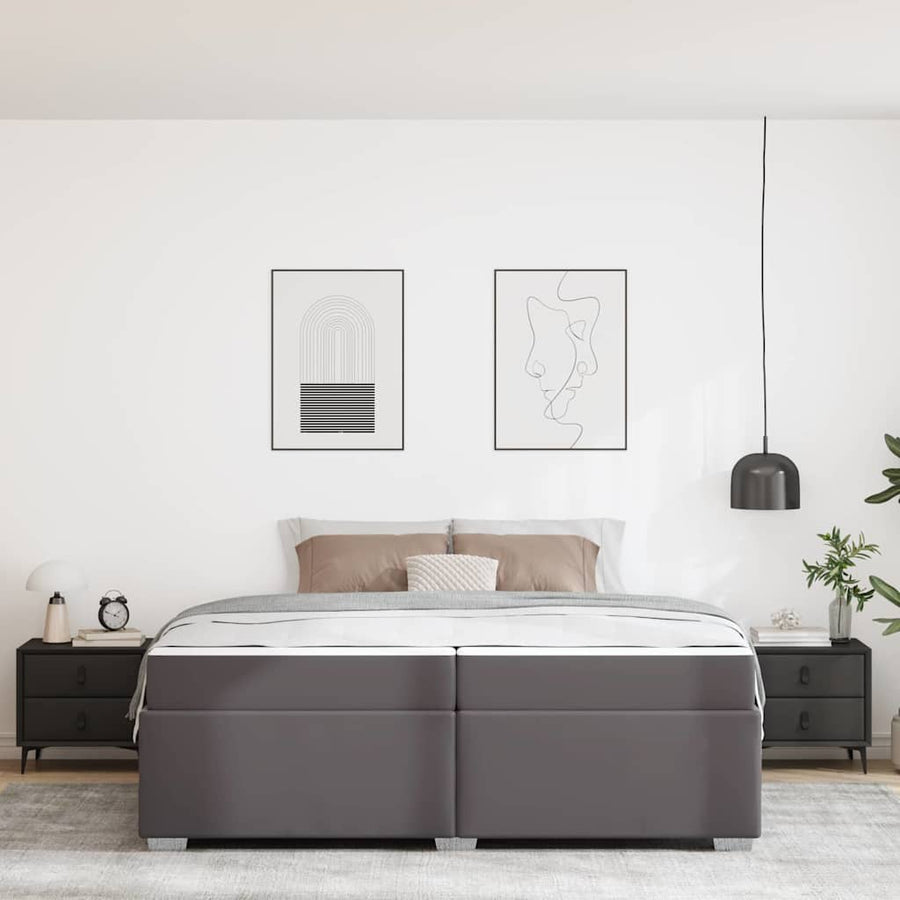 Bedframe Grijs 200 x 200 cm Kunstleer