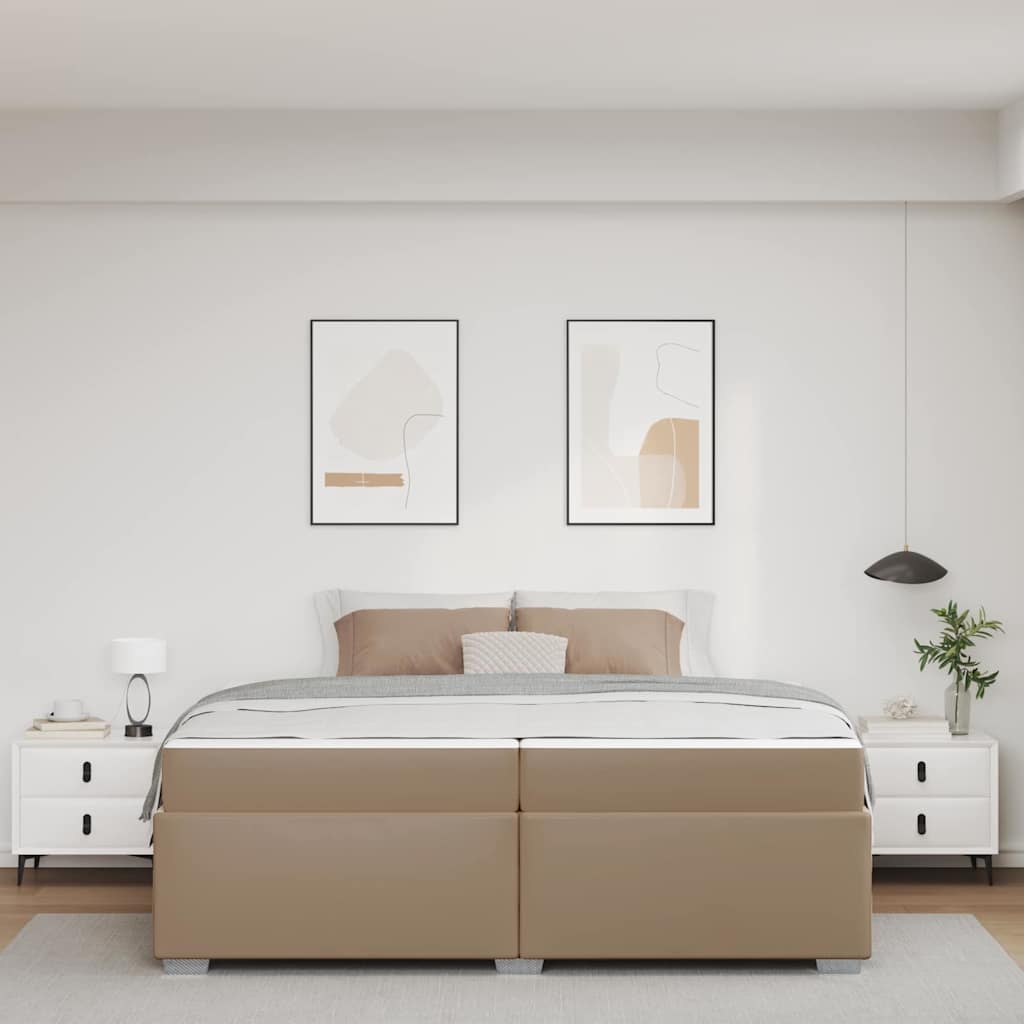 Bedframe met matras Cappuccino 200 x 200 cm Stof