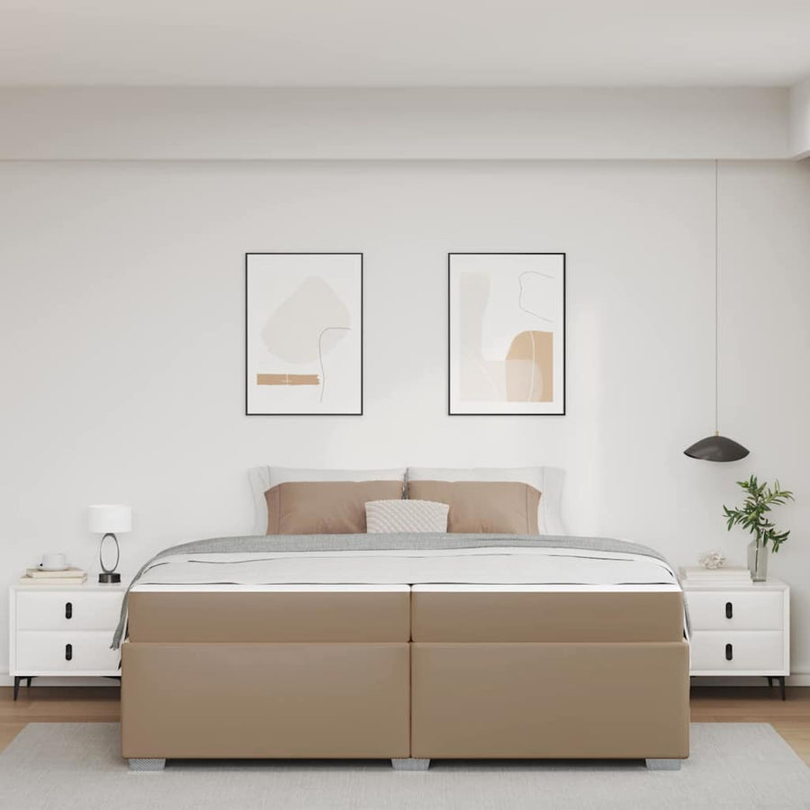 Bedframe met matras Cappuccino 200 x 200 cm Stof