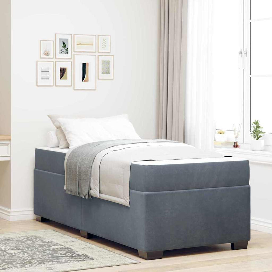 Bedframe met matras Anders Donkergrijs 80 x 200 cm Fluweel