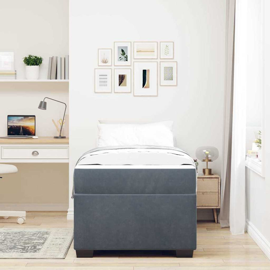 Bedframe met matras Anders Donkergrijs 80 x 200 cm Fluweel