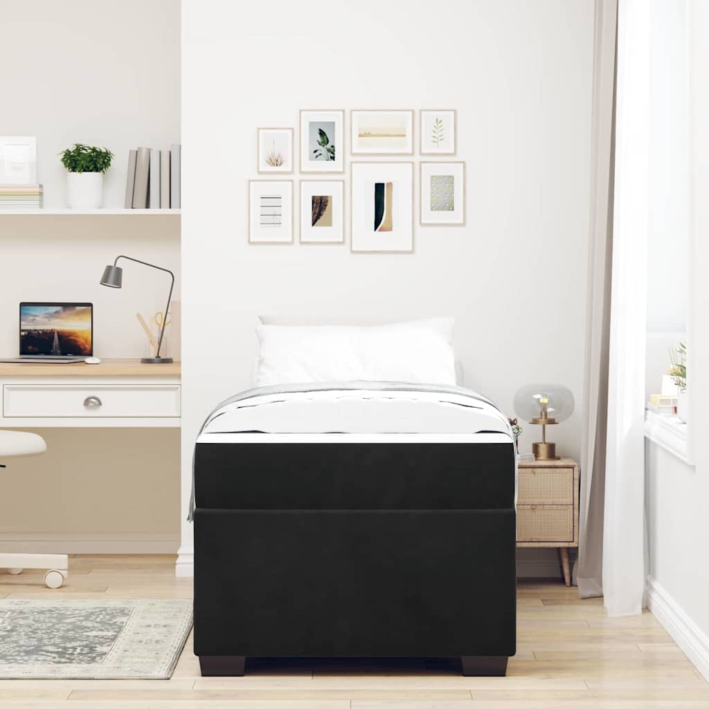 Bedframe met matras Anders Zwart 80 x 200 cm Fluweel