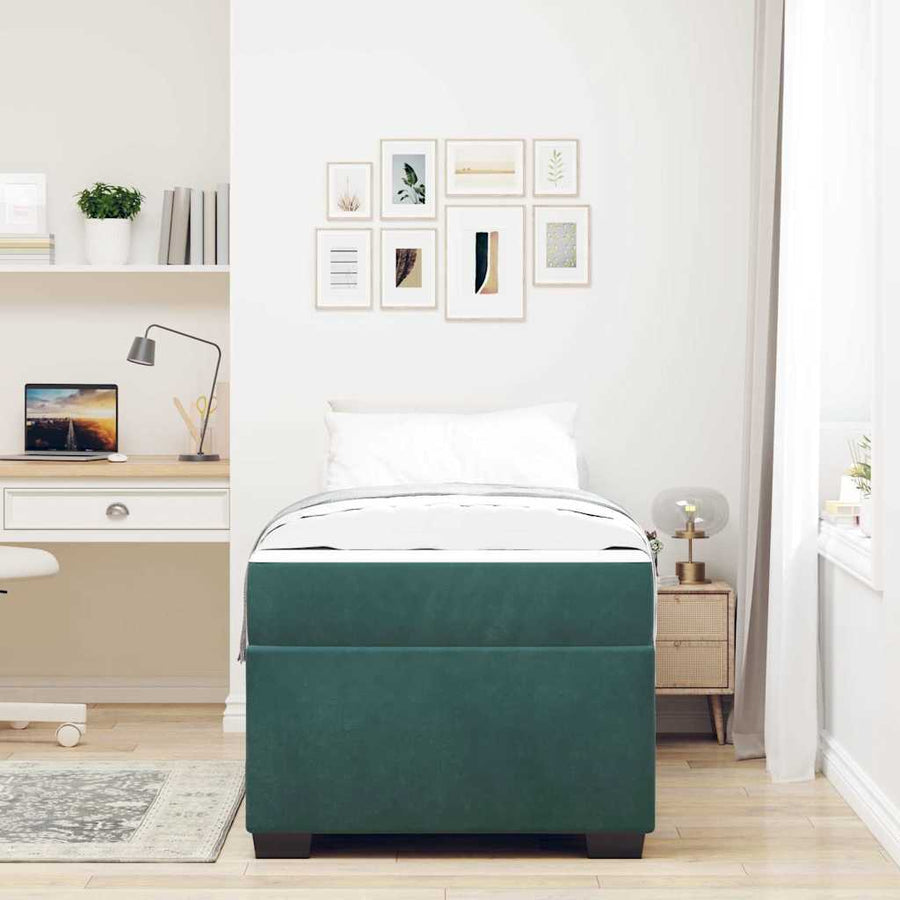 Bedframe met matras Anders Donkergroen 80 x 200 cm Fluweel