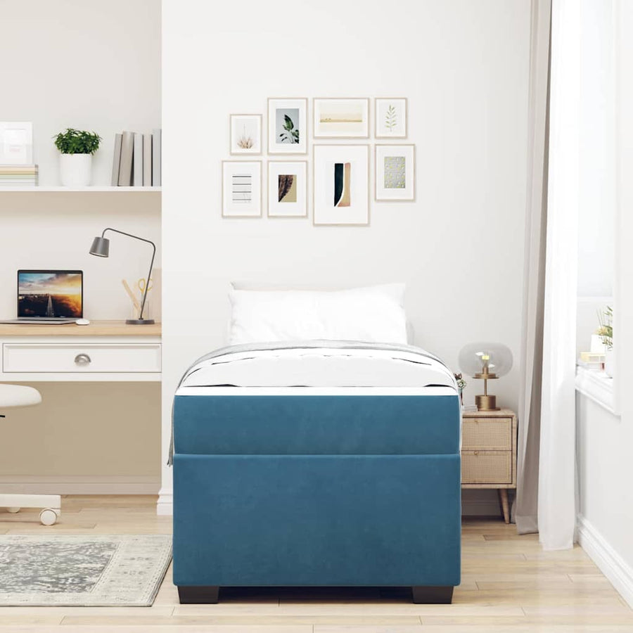 Bedframe met matras Anders Blauw 80 x 200 cm Fluweel