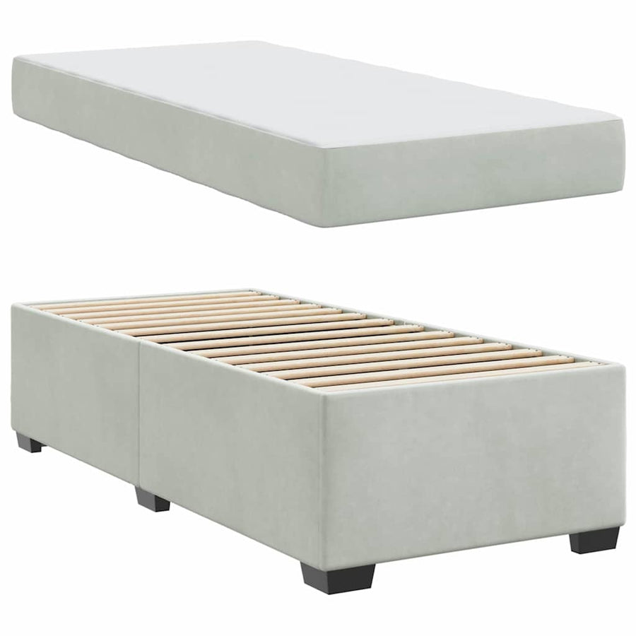 Bedframe met matras Anders Lichtgrijs 90 x 200 cm Fluweel