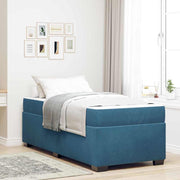 Bed Frame with Mattress Dark Blue 90 x 200 cm Fabric