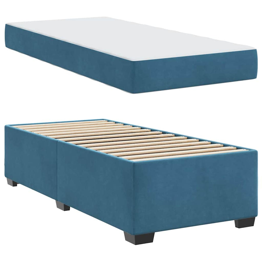 Bedframe met matras Anders Donkerblauw 90 x 200 cm Fluweel
