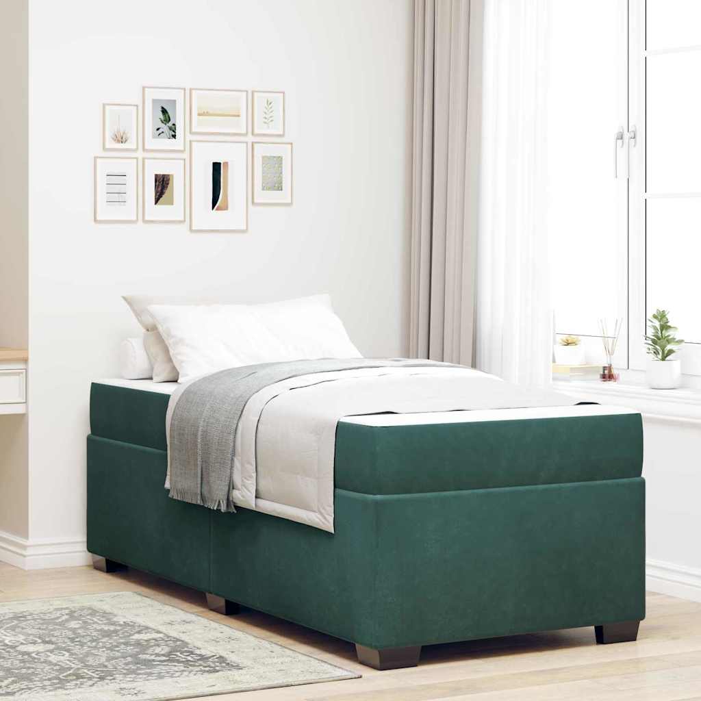 Bedframe met matras Anders Donkergroen 100 x 200 cm Fluweel