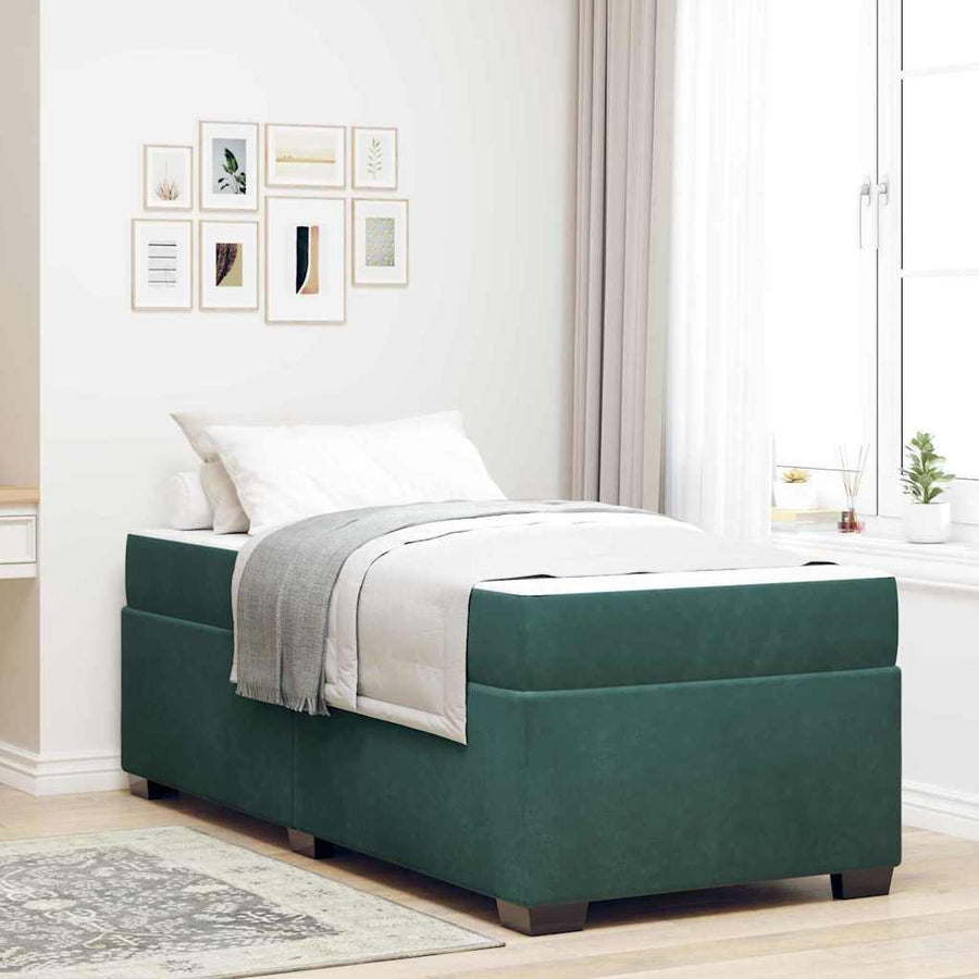 Bedframe met matras Anders Donkergroen 100 x 200 cm Fluweel
