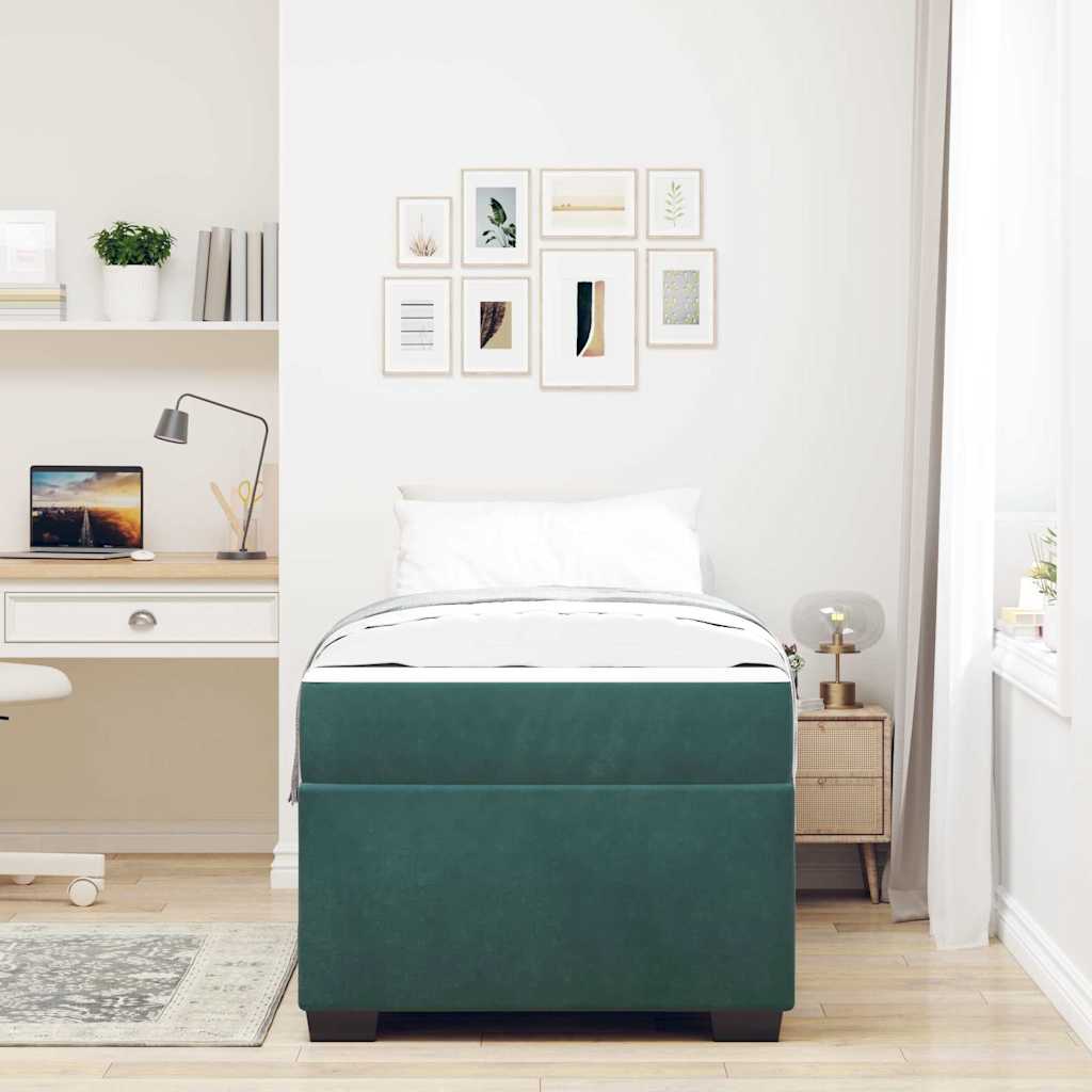 Bedframe met matras Anders Donkergroen 100 x 200 cm Fluweel