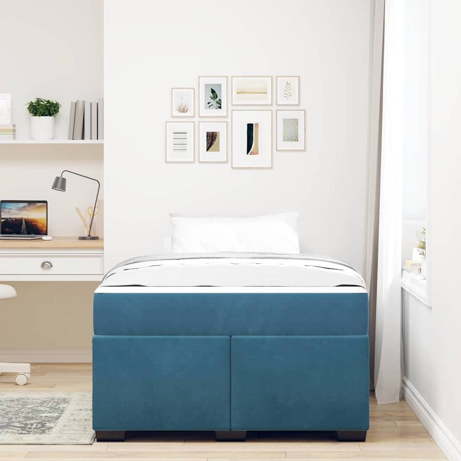 Bedframe met matras Anders Donkerblauw 120 x 200 cm Fluweel