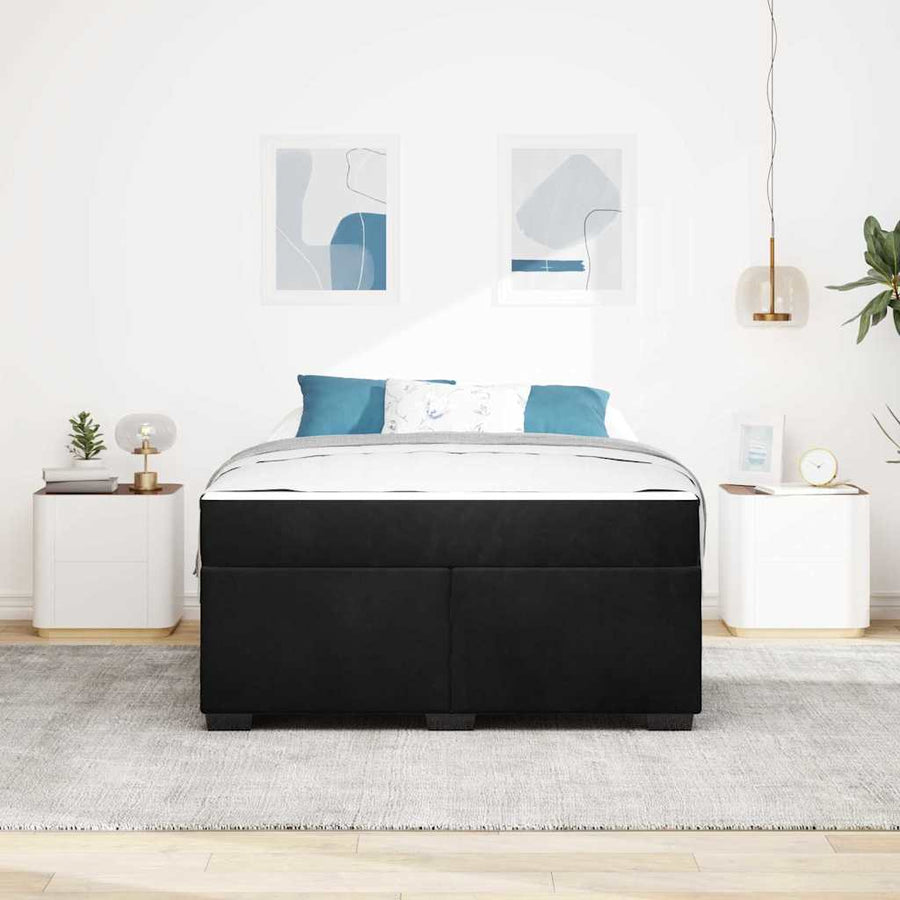 Bedframe met matras Anders Zwart 140 x 200 cm Fluweel