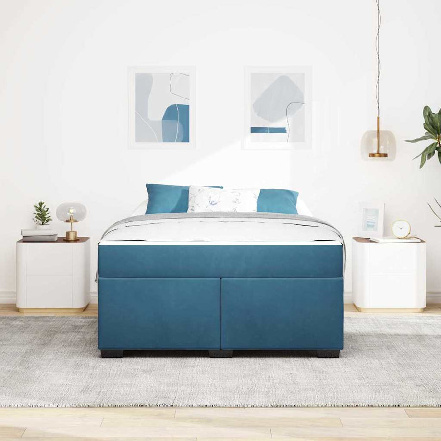 Bedframe met matras Anders Donkerblauw 140 x 200 cm Fluweel
