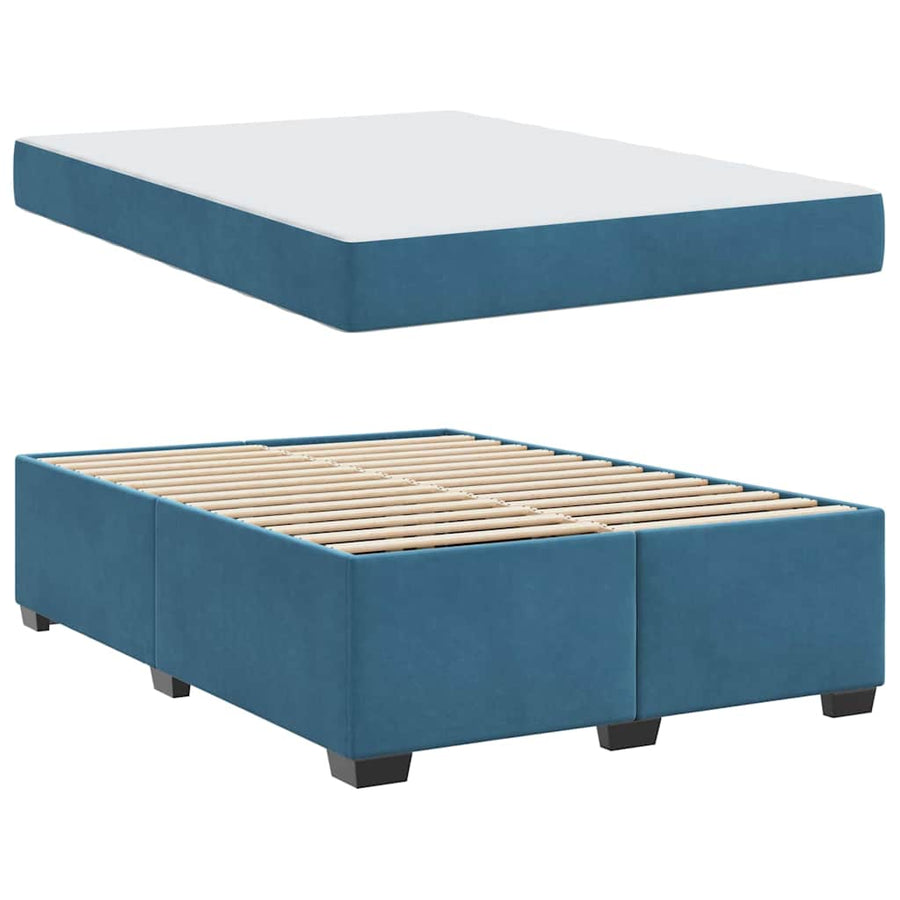 Bedframe met matras Anders Donkerblauw 140 x 200 cm Fluweel