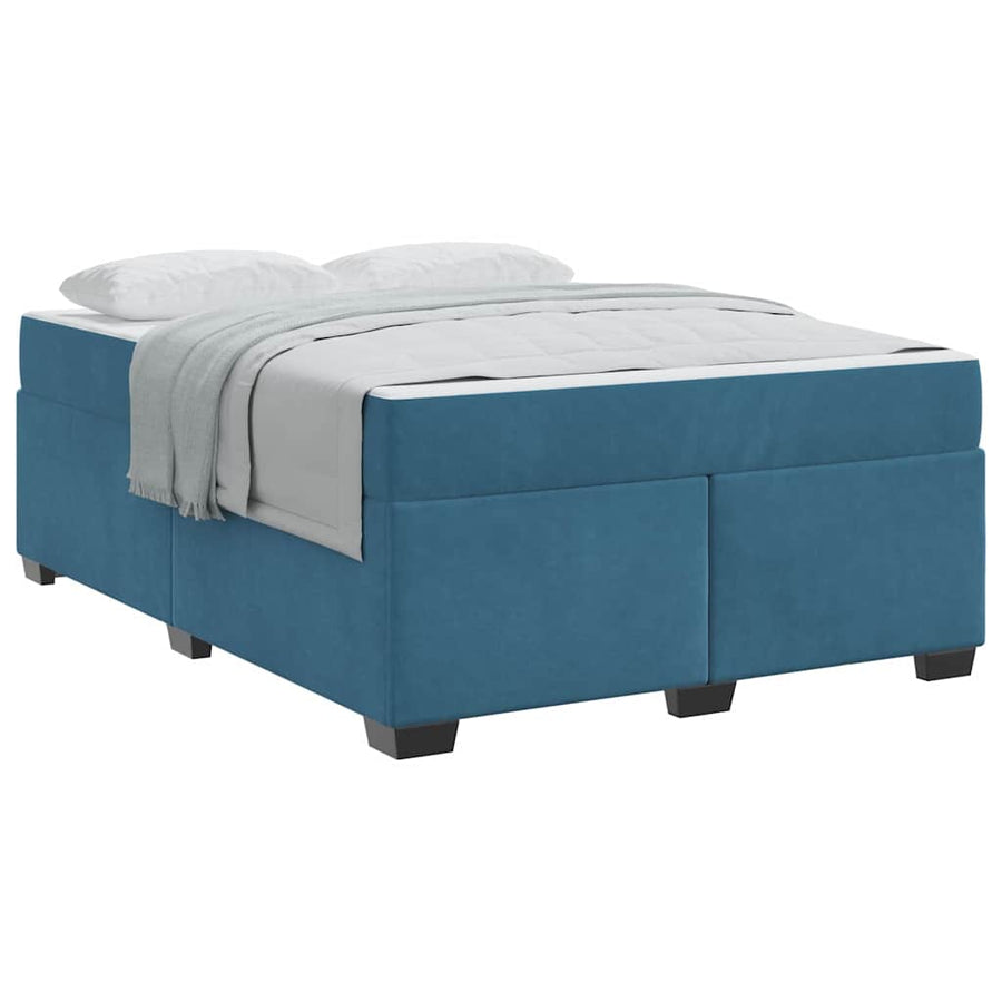 Bedframe met matras Anders Donkerblauw 140 x 200 cm Fluweel