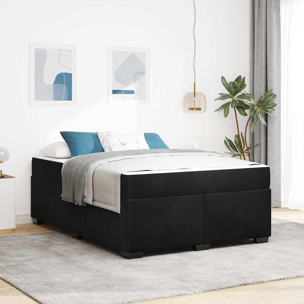 Bedframe met matras Anders Zwart 160 x 200 cm Fluweel