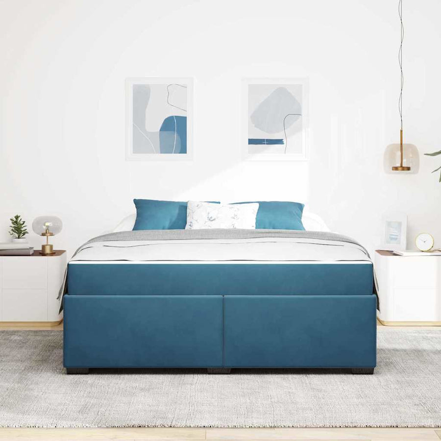 Bedframe met matras Anders Donkerblauw 180 x 200 cm Fluweel
