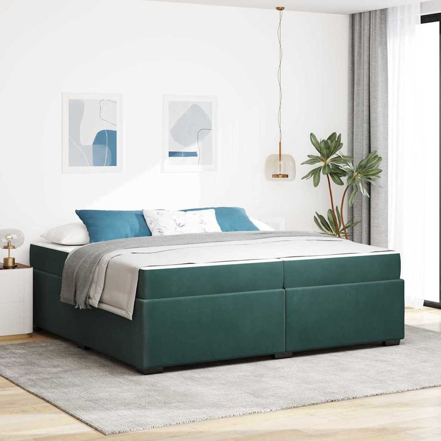 Bedframe met matras Donkergroen 200 x 200 cm Stof