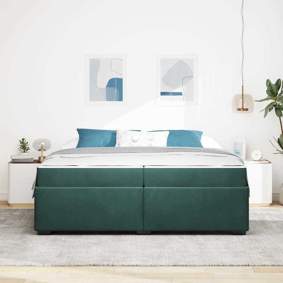 Bedframe met matras Donkergroen 200 x 200 cm Stof