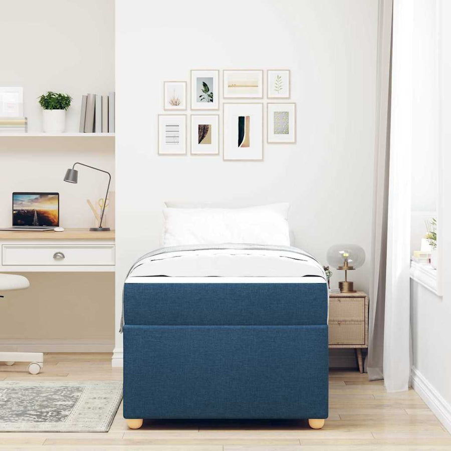 Bedframe met matras Blauw 90 x 200 cm Stof