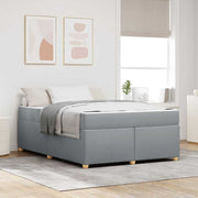 Bedframe met matras 140x200 cm lichtgrijs stof