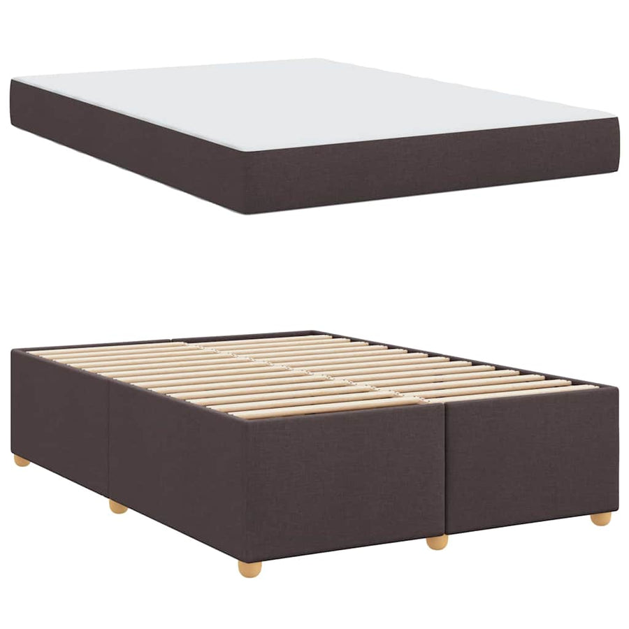 Bedframe met matras met matras Donkerbruin 140 x 200 cm Stof
